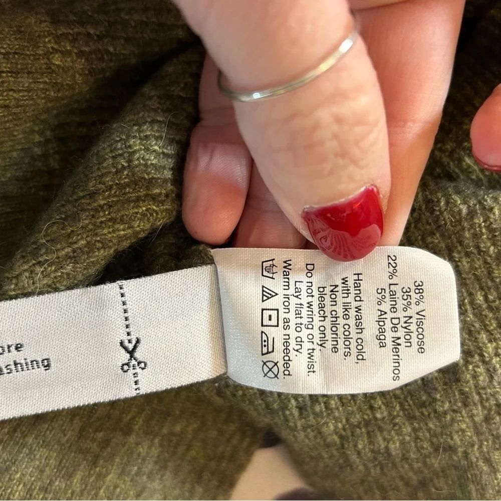 Madewell Olive Green Cropped Sweater – Wool Blend - Small